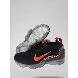 New Nike Women's Size 7 Vapormax 2021 Flyknit Leopard Black Red Shoes DH4090-001